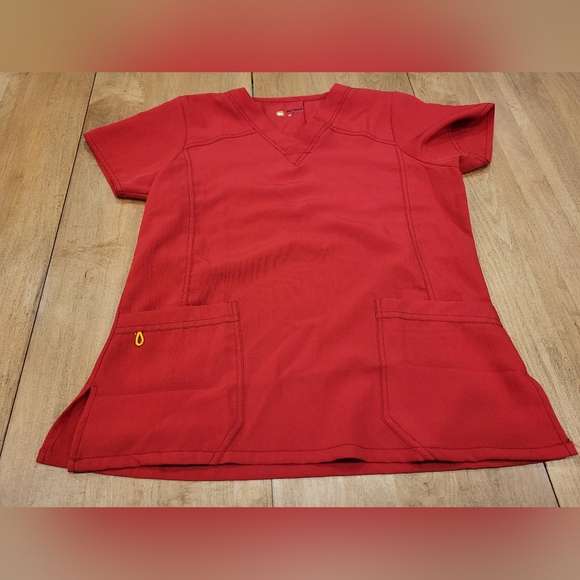 Four Stretch 4 - Red Scrub Top - Picture 2 of 6